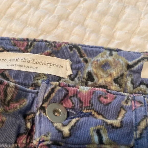 Anthropologie Corduroy Jeans - Blue and Pink Pattern, chic and fun! Size 30🌸 - Picture 3 of 6